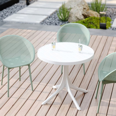 2 Pale Lounge Chairs And 36 Inch Modern White Round Pp Table, , , Weight-Distributing Seat, Non-Slip Design, Easy Setup All-Weather & Pp, Zero Maintenance, Lumbar Support, Foot Pads, Quick Assembly