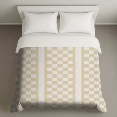 Housses de couette à carreaux beige