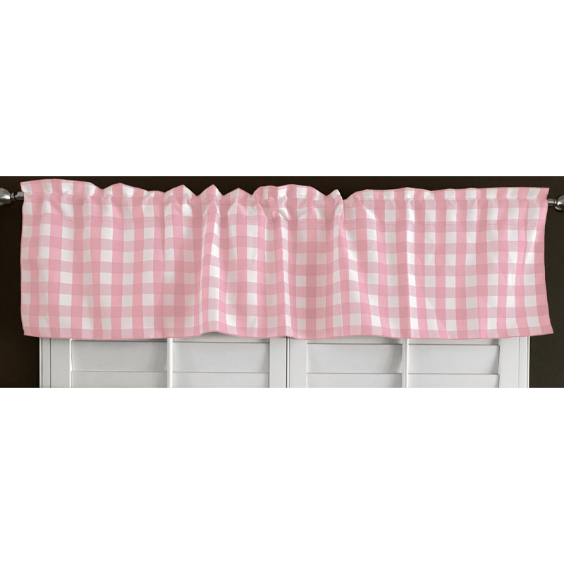 Cantonnière sur mesure l 58 po Haideh Gingham, L 58 po x L 14 po, Rose