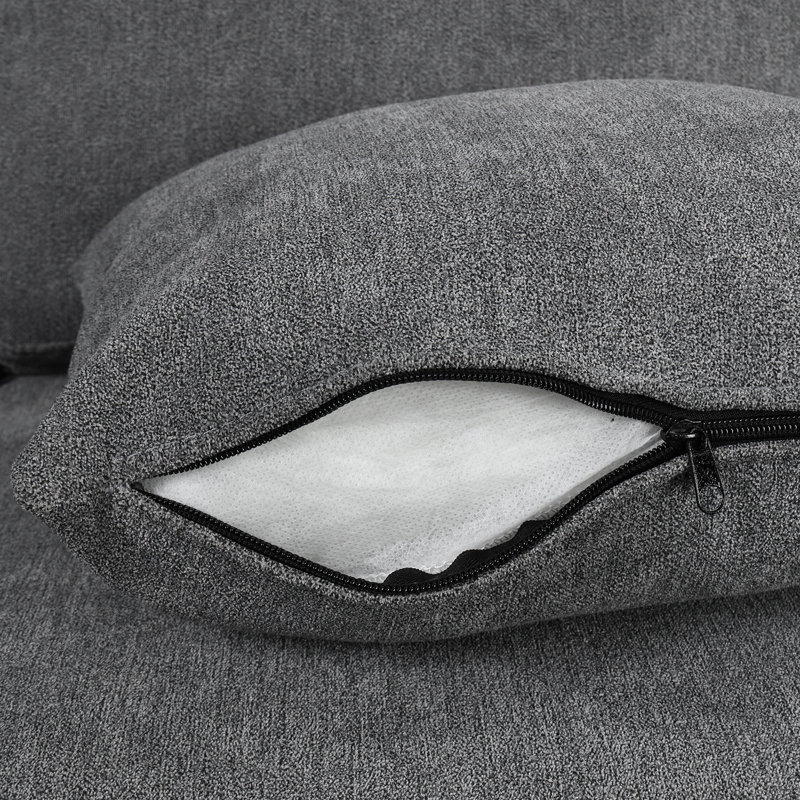 Canapé modulaire 109 po en U avec lit escamotable, méridienne de rangement, 2 ports, large, gris, Gris chenille