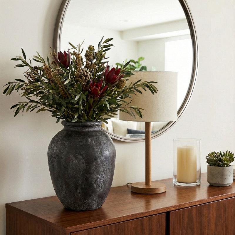 Vase en terre cuite Tiyler Modern, Noir