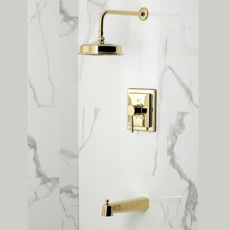Kingston Brass Concord Single-Handle Pressure Balanced Tub And Shower Faucet, Polished Brass