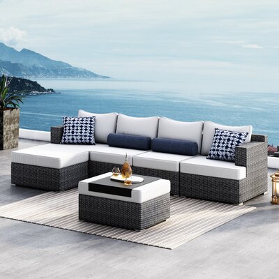 Aivo 6 Piece Rattan Seating Group with Sunbrella Cushions -  Brayden Studio®, 849B806A5D4646A8BB38F08DC2F44043
