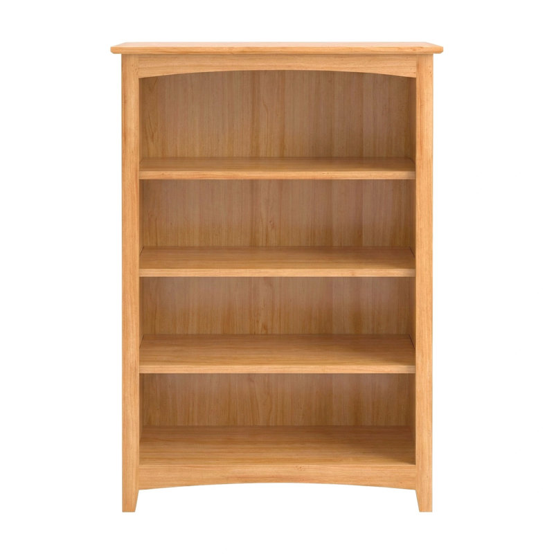 Malani 36" H Solid Wood Classic Bookcase, Natural, (4 Shelves) 48"H x 31.75"W x 12.875"D