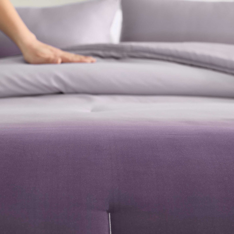 Ensemble d'édredon réversible mauve dégradé Kenneth Cole, Édredon pour grand lit + 2 taies décoratives
