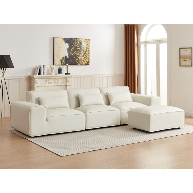 Canapé modulaire surdimensionné moderne de 134 po 4 pièces Nordic, Blanc