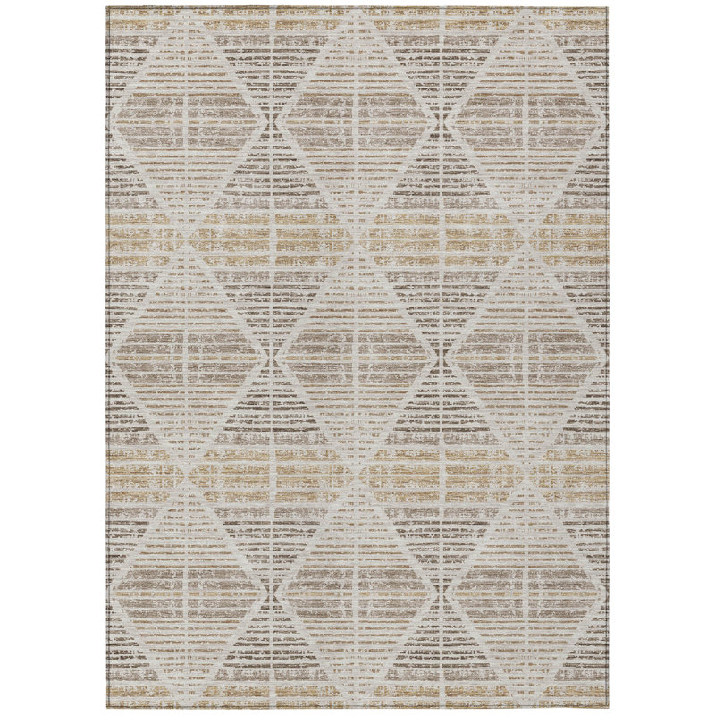 Machine Washable Indoor/Outdoor Chantille ACN2671 Geometric Rug, Beige, 3' x 5'