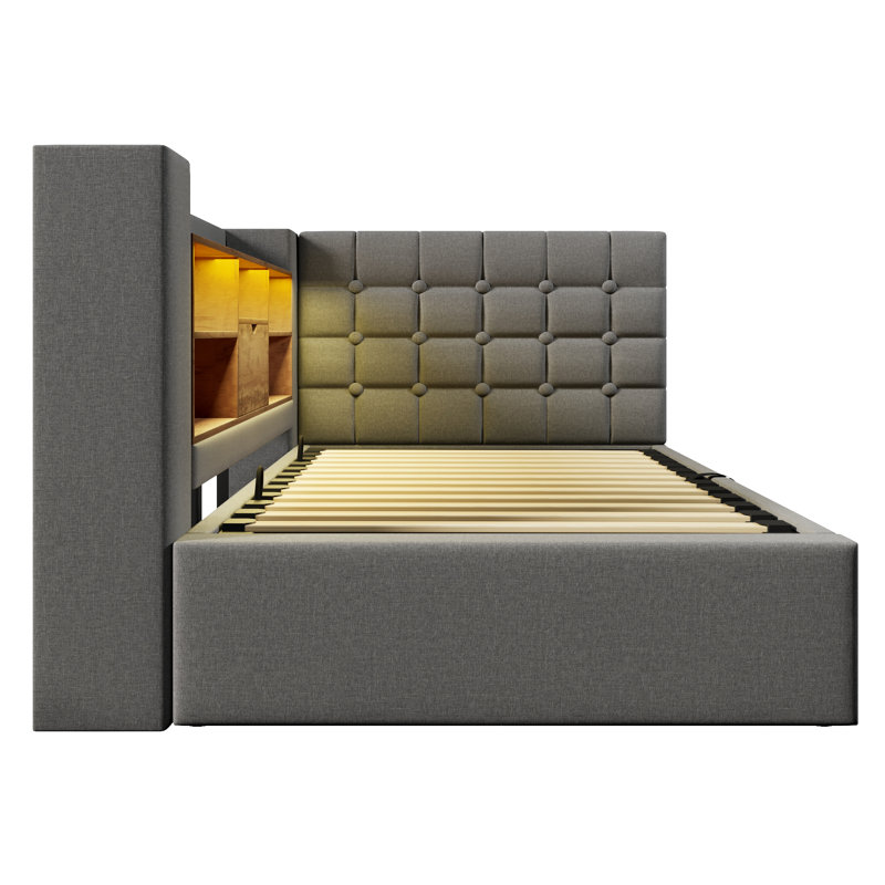Upholstered Ottoman Storage Bed, Gray, 3FT