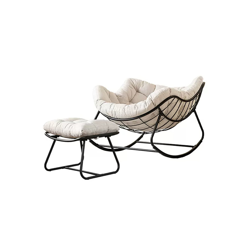 Chaise berçante Lazy Home, Blanc cassé, Noir