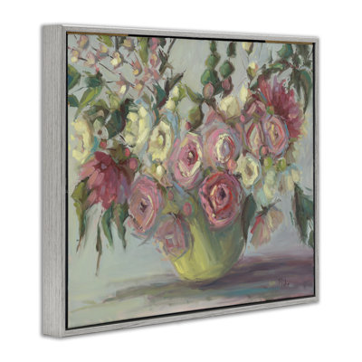 Vase pivoines encadré, estampe numérique, design par Vanessa Piche