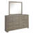 Kulv 2Pc Dresser And Mirror Set, 6 Drawers W Handles, Vintage Gray