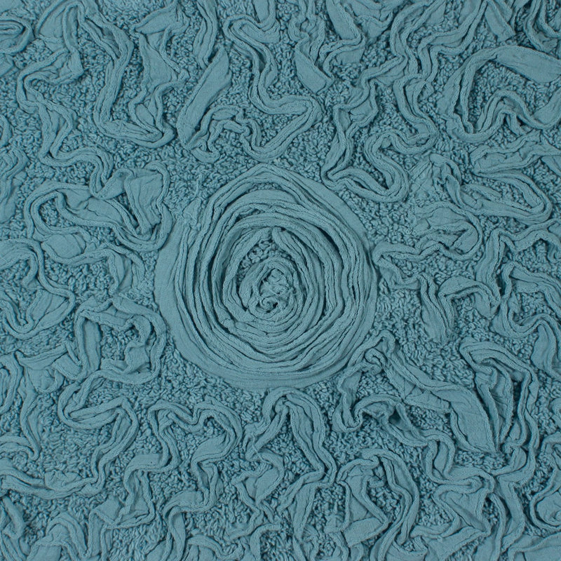 Taki Cotton Round Bath Rug, 22" Round, Blue
