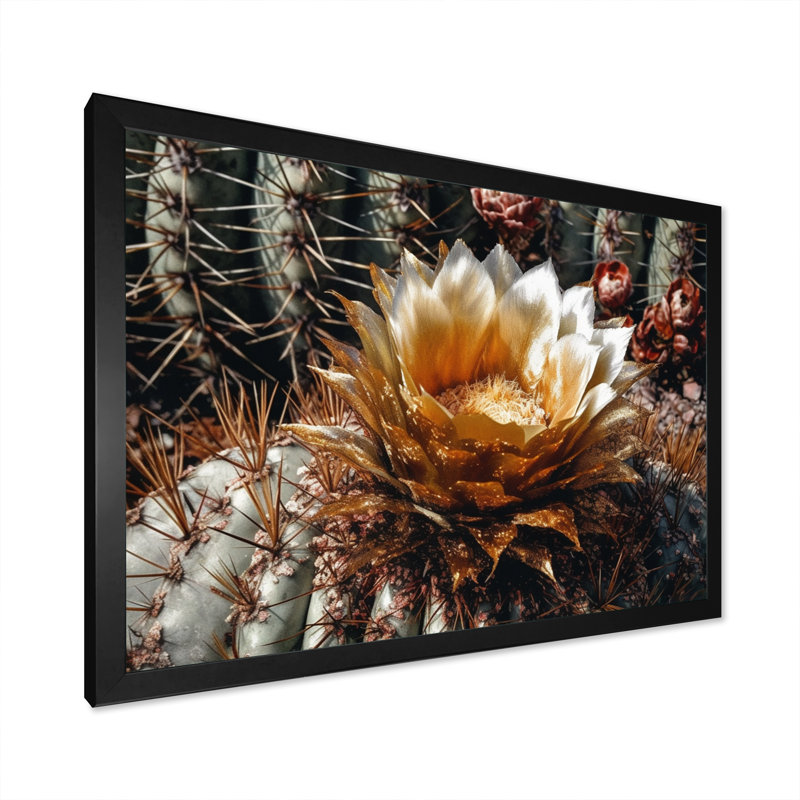 «Kamryn Yellow Red Cactus», impression sur toile, Cadre photo noir, H 12 po x l 20 po x P 1 po