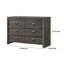 Ensemble de commode et miroir 2 pièces Velz, 6 tiroirs, poignées à tirer, bois gris foncé-115685935