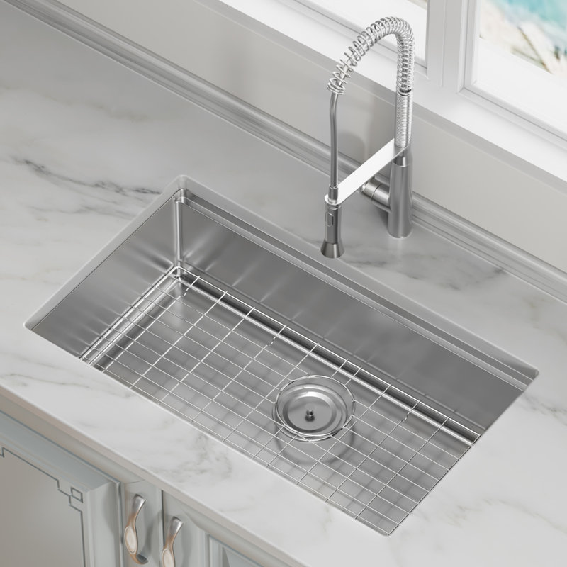 32'' L Undermount Single Bowl 304 Stainless Steel Kitchen Sink, Stainless Steel