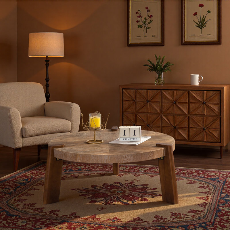 Table basse ronde à chevrons 36,61 "
