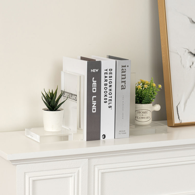 Thick Acrylic Home Office Decorative Book Ends