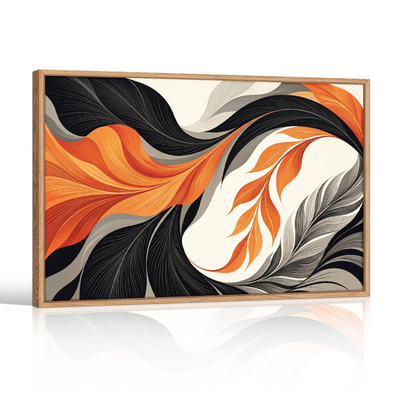 Ensemble de 1 tableau abstrait sur toile « Vagues », 36"H x 48"W, Natural