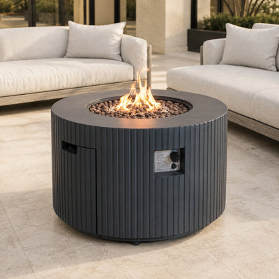 Table de brasero ronde extérieure au propane de 61 cm de hauteur x 91 cm de largeur avec réservoir de carburant dissimulé