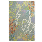 To Bay Go Floral Handmade Tufted Wool Area Rug in Blue/Green/Gray
