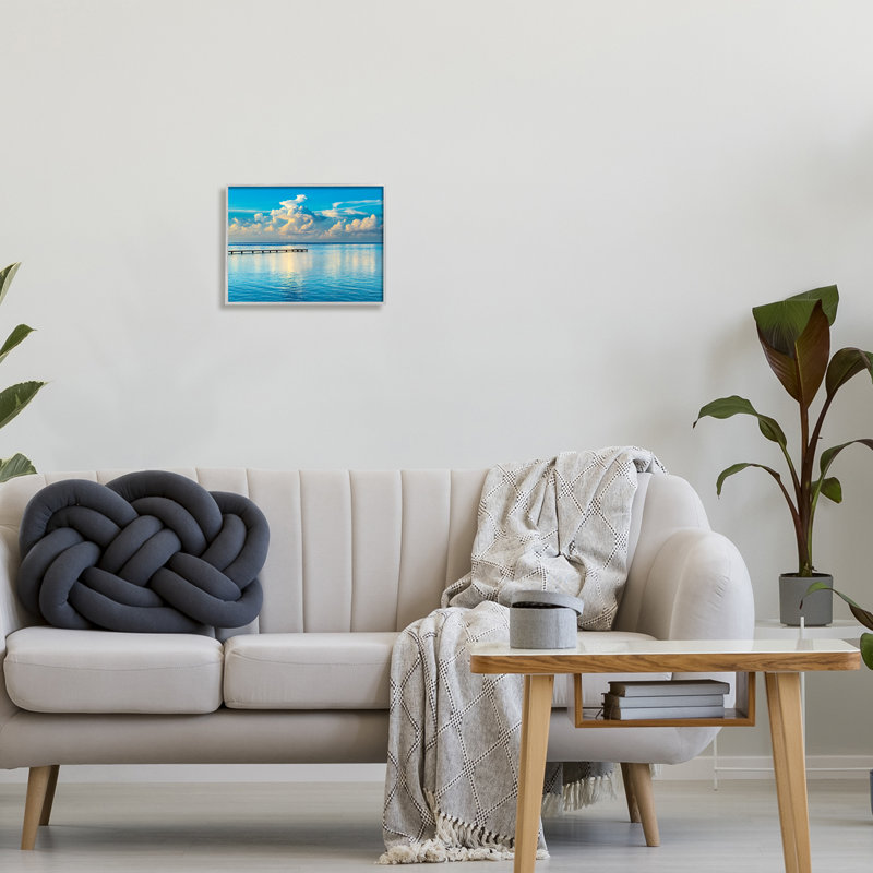 " Waterfront Dock Clouds " by Danita Delimont, 11" H x 14" W x 1.5" D, Farmhouse Gray Framed Giclee