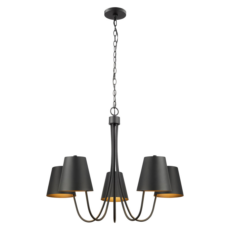 Lustre 5 lumières Ontonio, Noir mat