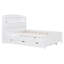 Lit plateforme double en bois avec lit gigogne et tête de lit à DEL, avec tiroirs, blanc-948839988-948839977