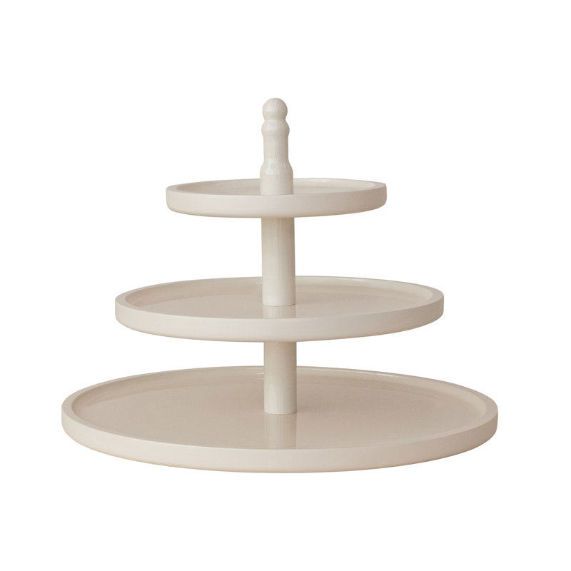 Wood Lacquered 3-Tier Round Tray