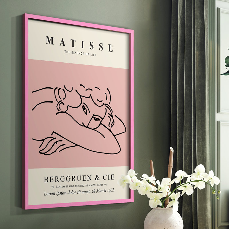 Matisse, reproduction encadrée en bois massif, Rose, H 10 po x l 8 po