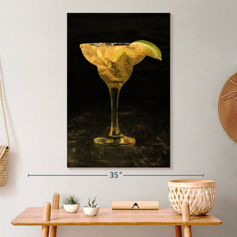 Cocktail rétro sur toile, H 30 po x l 20 po x P 1,25 po