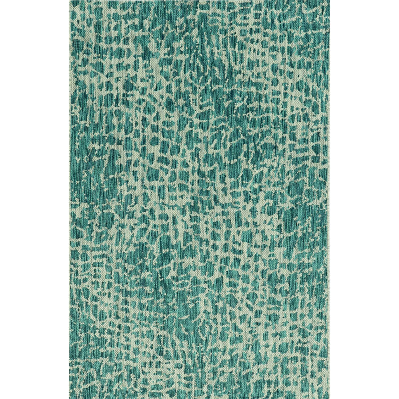 Tapis bleu sarcelle géométrique touffeté, Carré 8 pi
