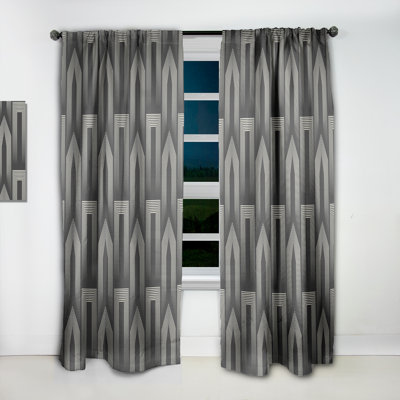 Rideau simple occultant Mimimal Design noir et blanc III - Mid-Century