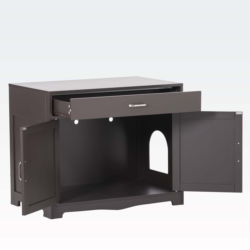 Litière pour chat avec fiche cachée, Noyer