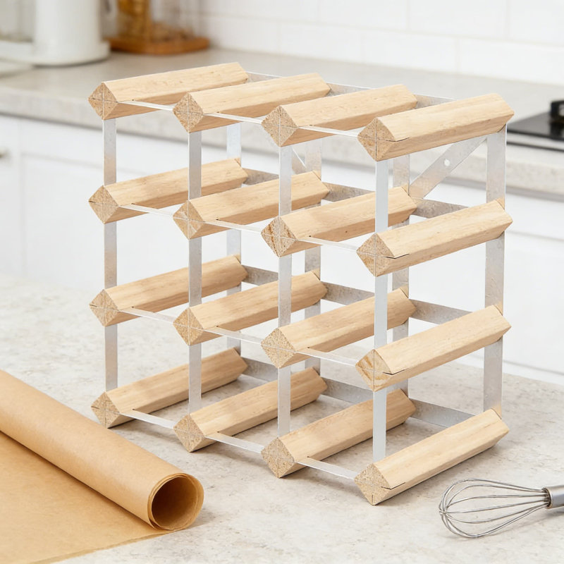 Support à vin en bois massif pour 12 bouteilles - Solution de rangement du vin durable et facile à assembler pour le vieillissement et la présentation