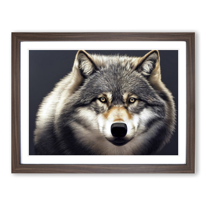 Inspirational Wolf - Framed Print, 34cm H x 46cm W x 2cm D, Walnut Framed