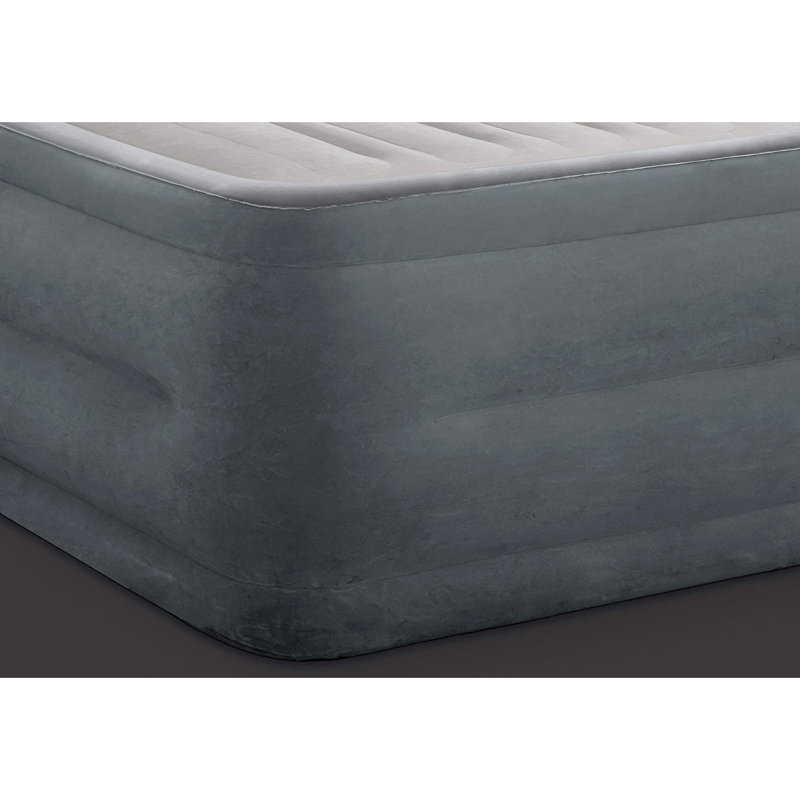 Queen Size Gray Velvet Comfort-Plush High-Rise Air Mattress