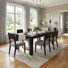 Dining Set - Bedford Rectangular Dining Table - Brushed Black - Kylo Dining Side Chair - Black Frame - Borneo Black Faux Leather Back - Meridien Gray Fabric Seat