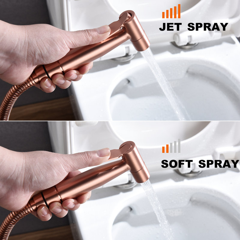 Bidet de toilette portatif en métal or rose, assure une hygiène efficace avec un jet variable et une protection contre la rouille - offre une fonction de nettoyage hygiénique réglable