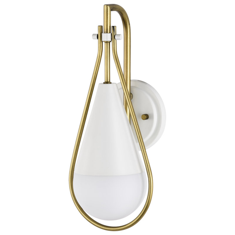 Clem Dimmable Bath Sconce, Matte White/Natural Brass 