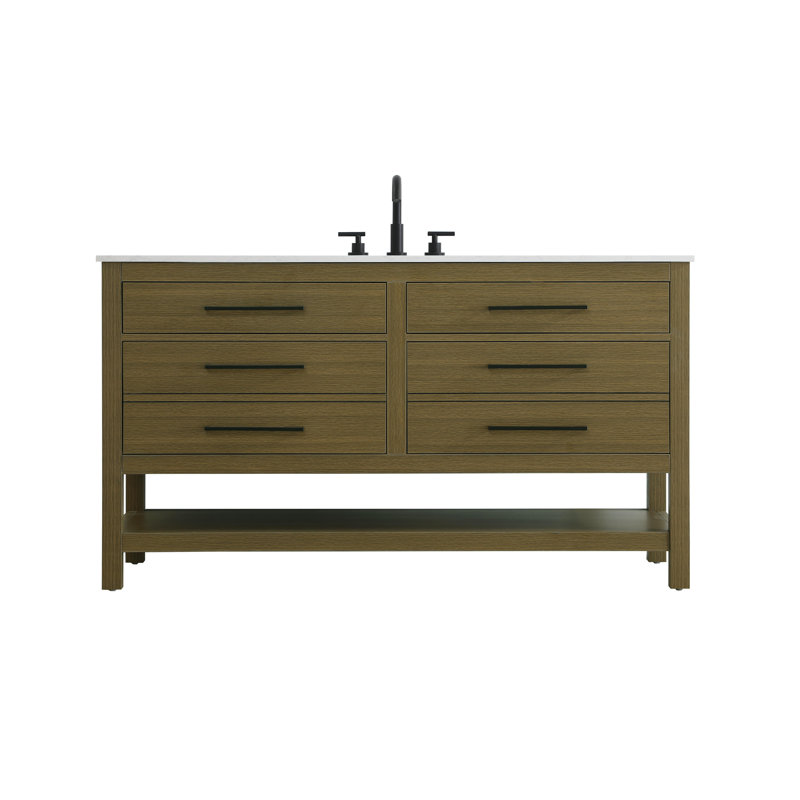 Meuble-lavabo simple 54 po_Moderne_VF60554, Brun châtaigne, 60"