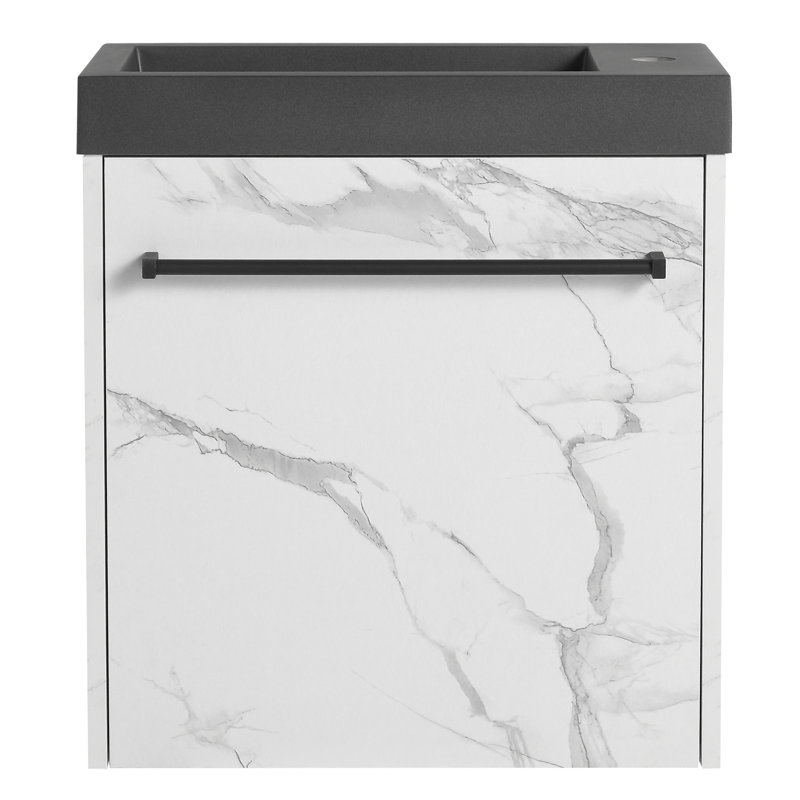Armoire de salle de bain avec lavabo en résine et porte à fermeture en douceur - rangement élégant pour meuble-lavabo pratique de 20 po