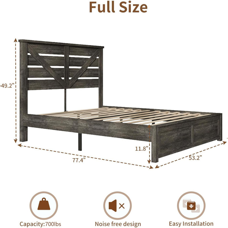 Devaya Panel Bed, Grey, Full