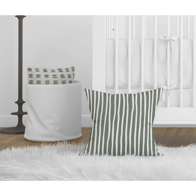 Coussin Ribbon Play, H 16 po x l 16 po, Chimichurri / rayé vert
