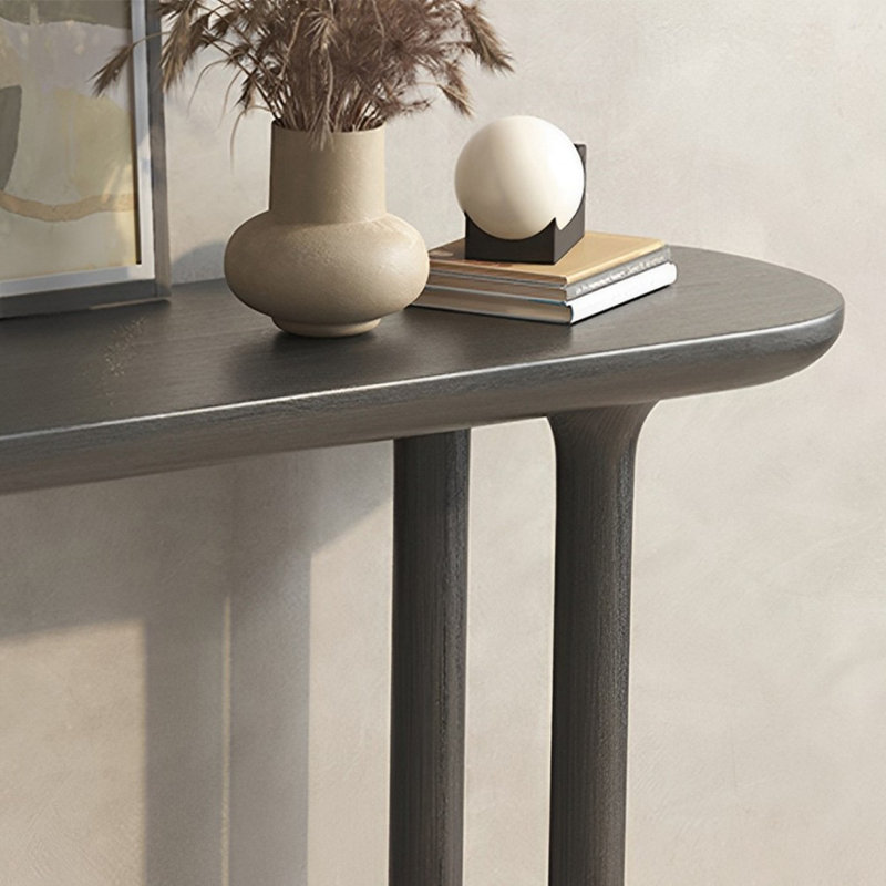 Console rétro en bois massif minimaliste, H 33,86 po x l 70,87 po x P 13,78 po, Noir, noir, noir, noir