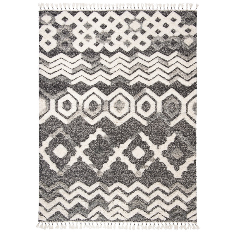 Castaneda Hand Knotted Wool Southwestern Rug, Rectangle 5' x 8'