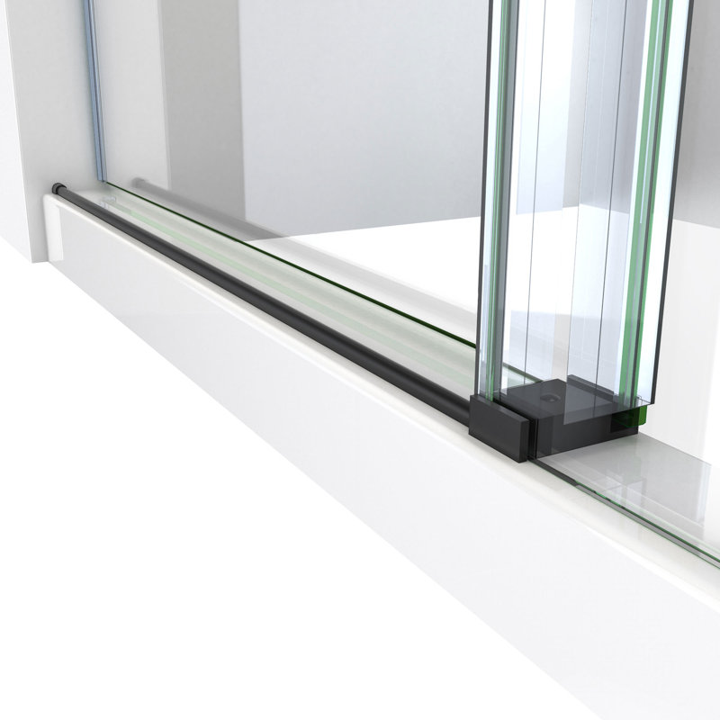 Matte Black Frameless Clear Glass Sliding Shower Enclosure