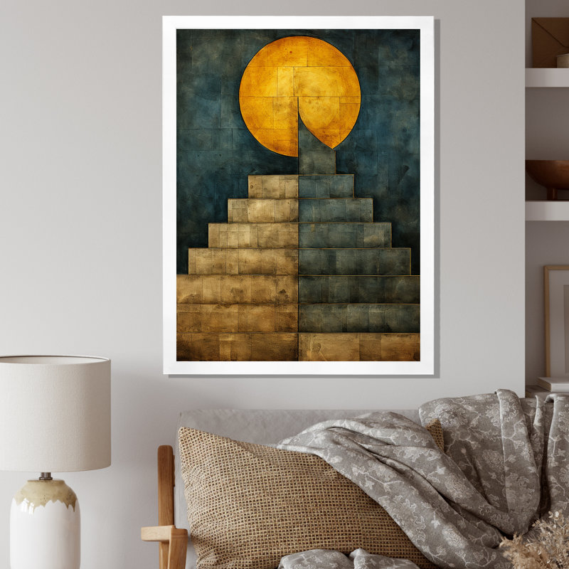 Pleine lune - Illustration rétro, H 40 po x l 30 po x P 1,5 po, Cadre simple blanc