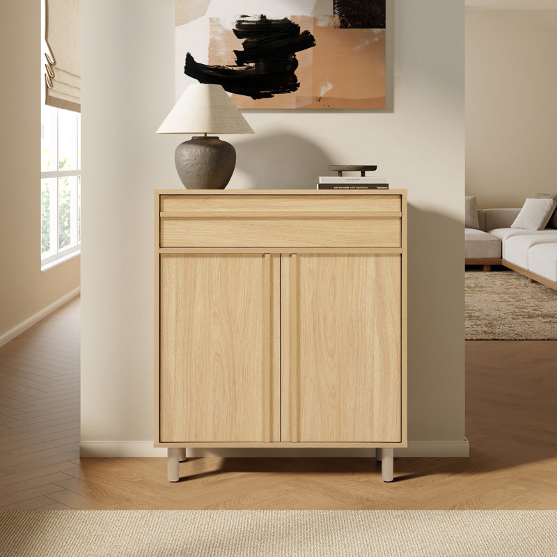 Armoire de rangement l 31,5 po en chêne avec tiroir, armoire d'appoint en bois