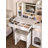 Arched Vanity Desk with Mirror and Lights, White Makeup Vanity Table with 3 Drawers and 11 Storage Shelves, Large Dressing Table with Outlet, Light Strip & Vanity Stool for Bedroom