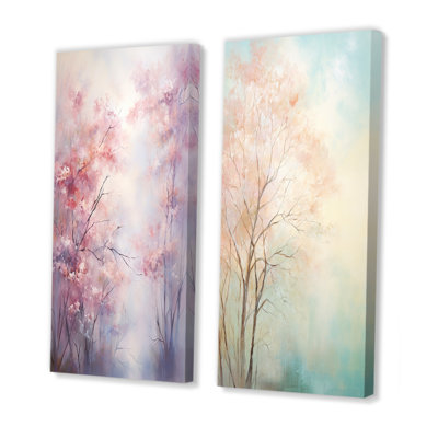 «Pink Trees Romantic Impression», 2 pièces